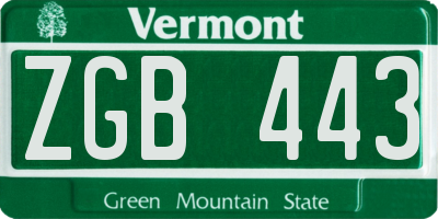 VT license plate ZGB443