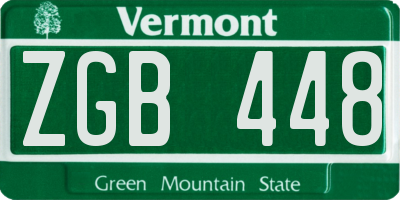 VT license plate ZGB448