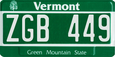 VT license plate ZGB449
