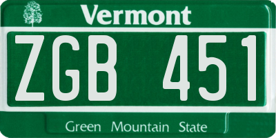 VT license plate ZGB451