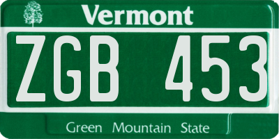 VT license plate ZGB453