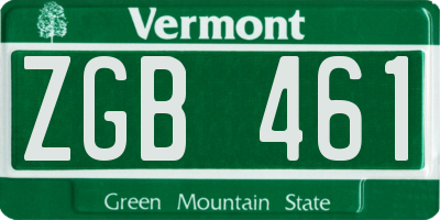 VT license plate ZGB461
