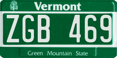 VT license plate ZGB469