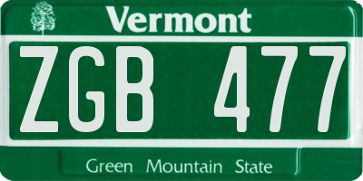 VT license plate ZGB477