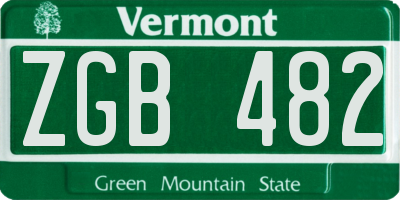 VT license plate ZGB482