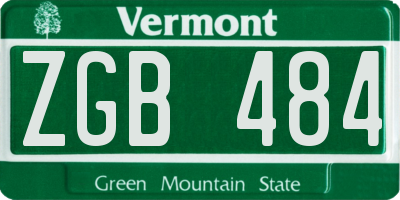VT license plate ZGB484