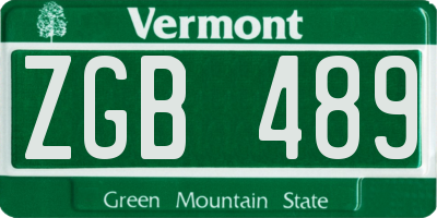 VT license plate ZGB489