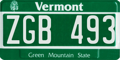 VT license plate ZGB493