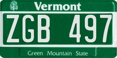 VT license plate ZGB497