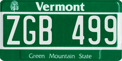 VT license plate ZGB499