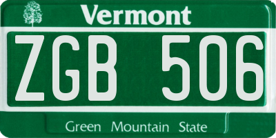 VT license plate ZGB506
