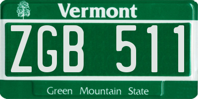 VT license plate ZGB511