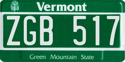 VT license plate ZGB517