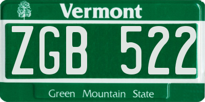 VT license plate ZGB522