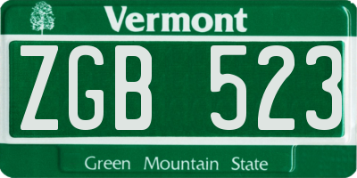 VT license plate ZGB523