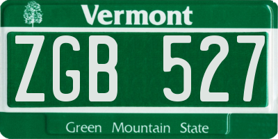 VT license plate ZGB527