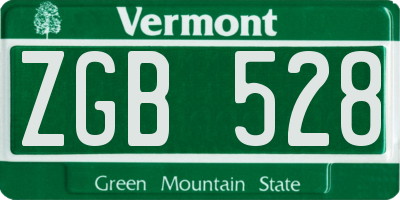 VT license plate ZGB528