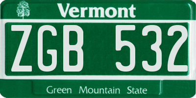 VT license plate ZGB532