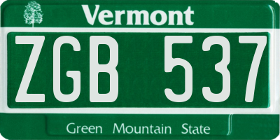 VT license plate ZGB537