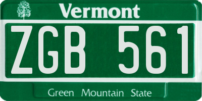 VT license plate ZGB561