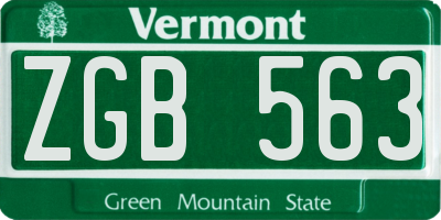 VT license plate ZGB563