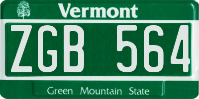 VT license plate ZGB564