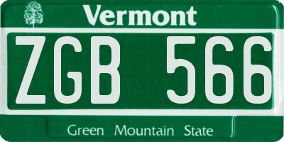 VT license plate ZGB566