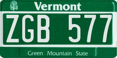 VT license plate ZGB577