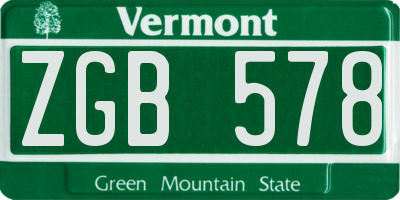 VT license plate ZGB578