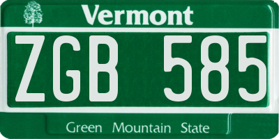 VT license plate ZGB585
