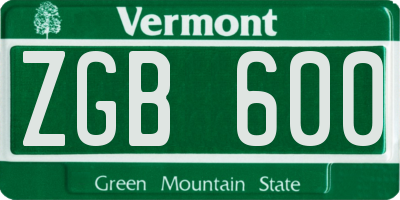 VT license plate ZGB600