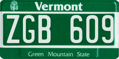 VT license plate ZGB609