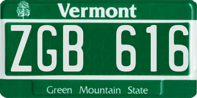 VT license plate ZGB616