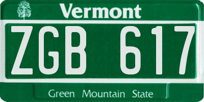 VT license plate ZGB617