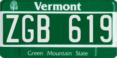 VT license plate ZGB619