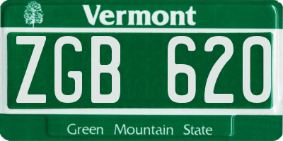 VT license plate ZGB620