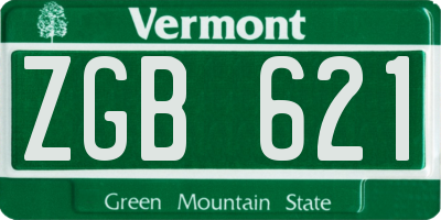 VT license plate ZGB621