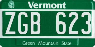 VT license plate ZGB623