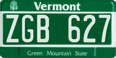 VT license plate ZGB627