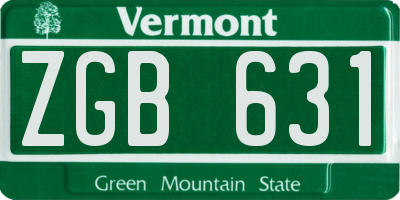 VT license plate ZGB631