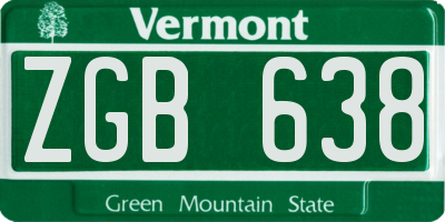 VT license plate ZGB638