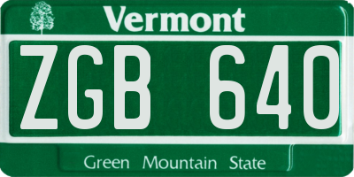 VT license plate ZGB640