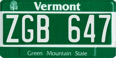 VT license plate ZGB647