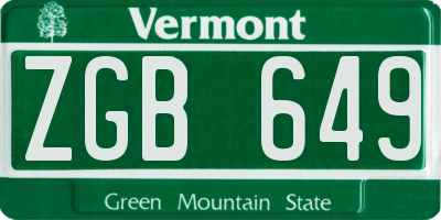 VT license plate ZGB649