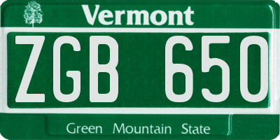 VT license plate ZGB650