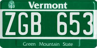 VT license plate ZGB653