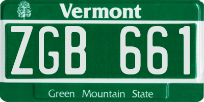 VT license plate ZGB661