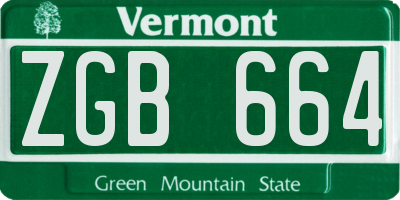 VT license plate ZGB664