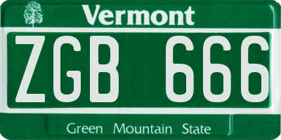 VT license plate ZGB666