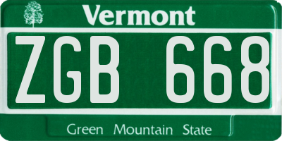VT license plate ZGB668